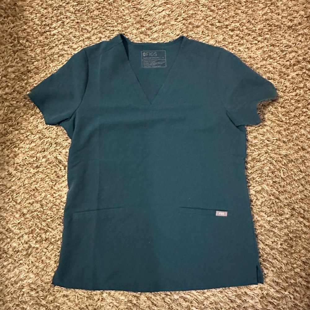 Teal figs scrub top
